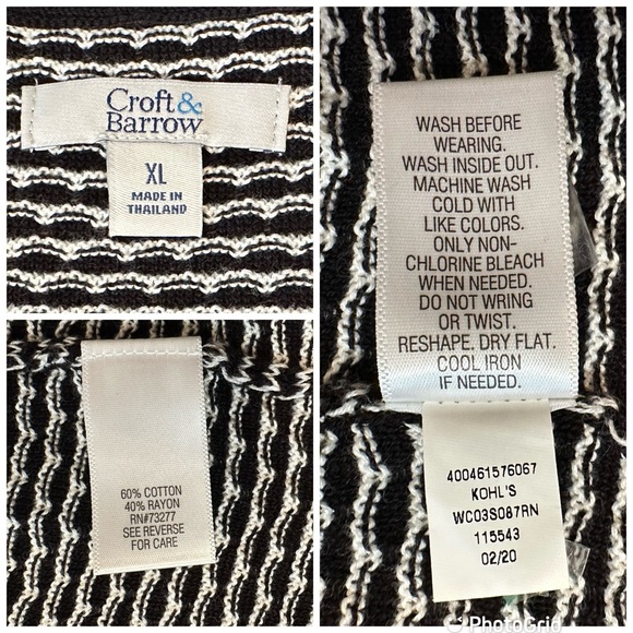 Croft & Barrow Black White Geometric Print Open Flowy Longline Cardigan, size XL - Picture 16 of 16